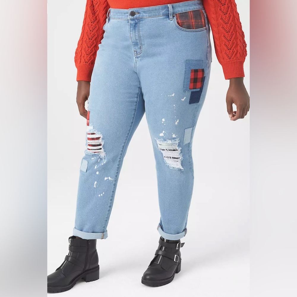 Lane Bryant Signature Fit Boyfriend Jean - Light
Wash With Patchwork